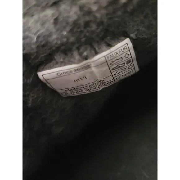 Mens Lined Classic Crocs M13 Gray Faux Fur Clog Shoes - Picture 5 of 9